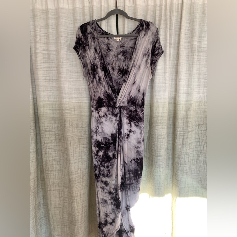 Rolla Coaster Large Gray Tie Dye High-Low Maxi Dress